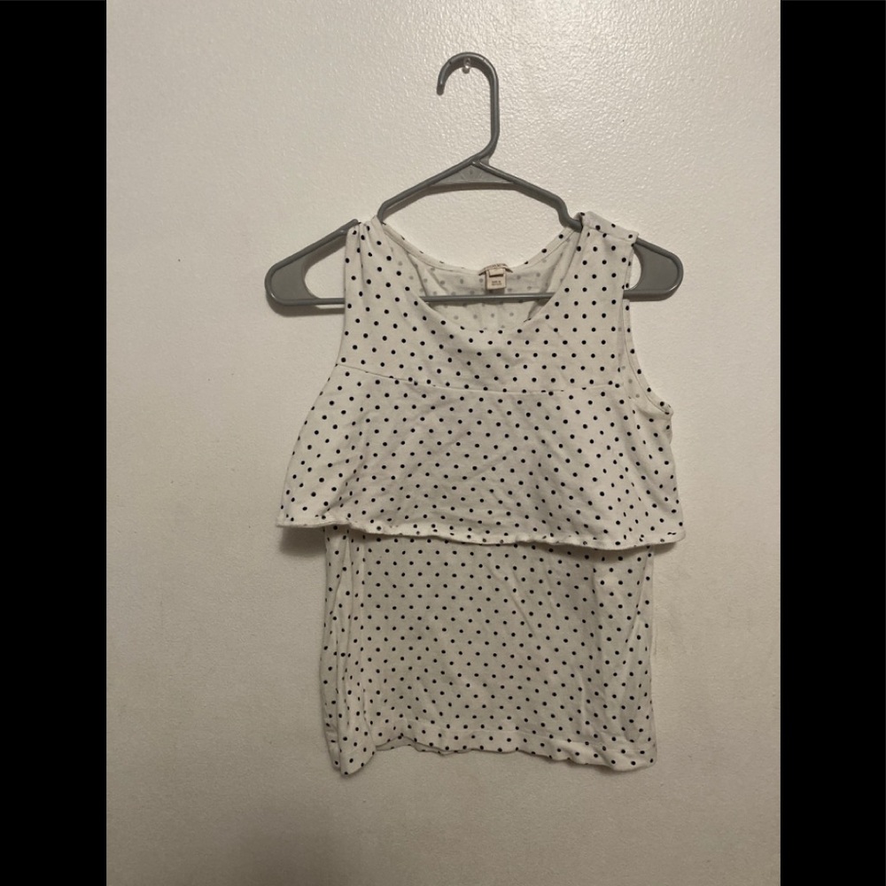 J crew white and blue Polka dot blouse